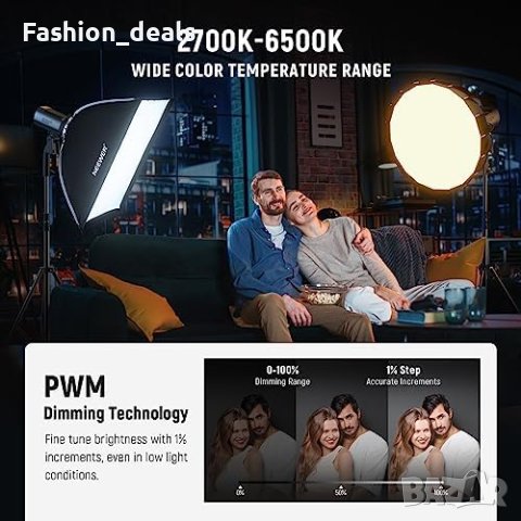 Мини COB осветление за фотография 130W NEEWER 12 ефекта 200K lux преносимо, снимка 5 - Чанти, стативи, аксесоари - 42527869