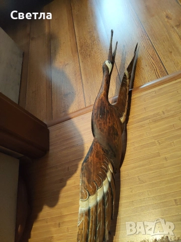 Дървен щъркел , снимка 2 - Декорация за дома - 53922972