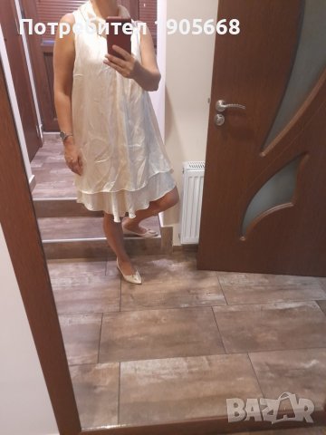 НЕЖНА РОКЛЯ ЦВЯТ ШАМПАНСКО , снимка 2 - Рокли - 38060079