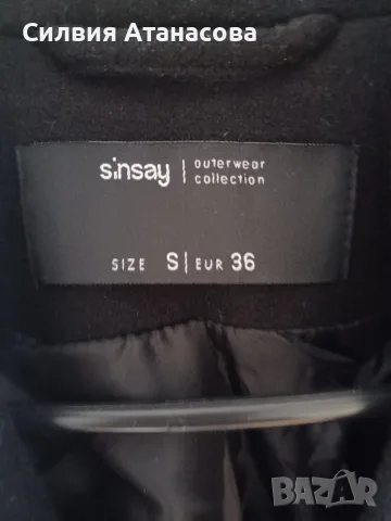 Палто черно Sinsay S, снимка 2 - Палта, манта - 56317130