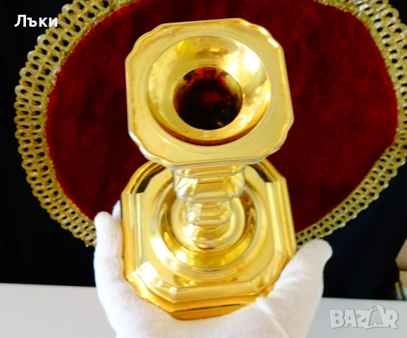 Бронзов свещник BMF,дебела позлата,565 гр. , снимка 5 - Антикварни и старинни предмети - 51595240