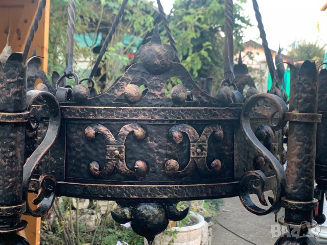 Голям старинен полилей кандилабър от нач. на 20-ти век от ковано желязо!, снимка 13 - Антикварни и старинни предмети - 38535103