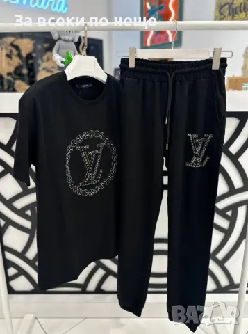 Louis Vuitton Дамски Спортен Комплект С Лого Със Шити Кристали Тениска И Долнище - 2 Цвята Код A510, снимка 3 - Спортни екипи - 50109860