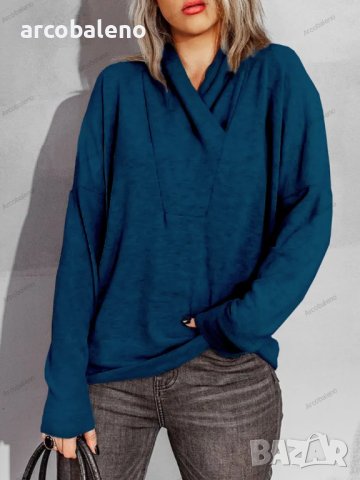 Дамска свободна кадифена блуза с дълги ръкави и широко деколте, 5цвята - 023 , снимка 8 - Блузи с дълъг ръкав и пуловери - 42814828