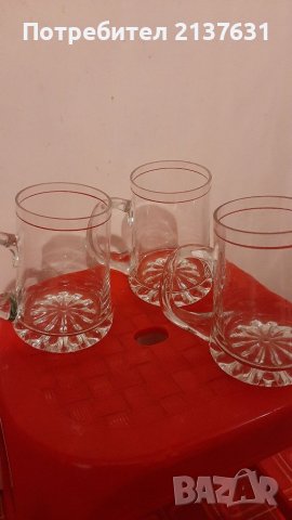 НОВИ  ! 3 броя СТЪКЛЕНИ  ХАЛБИ с дръжка- 0.500 мл, снимка 5 - Чаши - 38376912