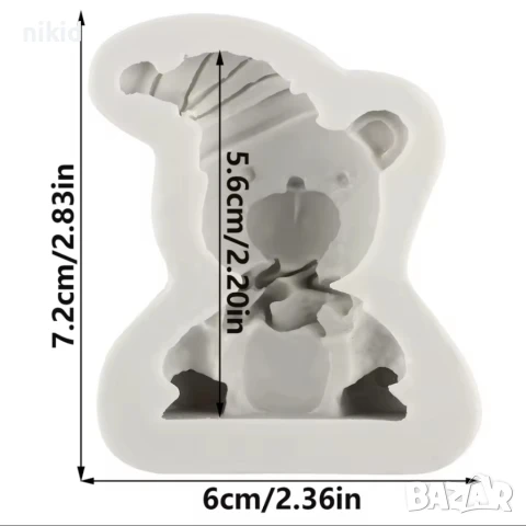 Мече с нощна шапка силиконов молд форма фондан шоколад гипс декор украса, снимка 2 - Форми - 51367624