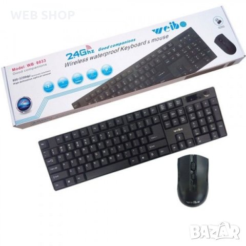 Безжична водоустойчива клавиатура и мишка 2.4Ghz Weibo WB-8033, снимка 4 - Клавиатури и мишки - 31451120