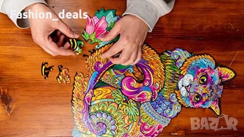 Нов Уникален Дървен Пъзел Котка WOODVIO - Подарък за Любознателни, снимка 7 - Настолни игри - 42835430