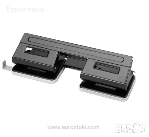Перфоратор Herlitz, 4 перфорации, регулируем водач за хартия, цвят: черно