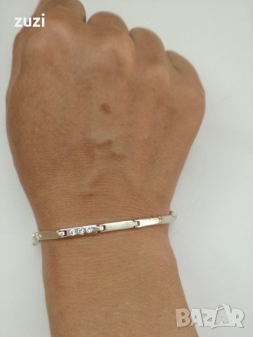  Сребърна гривна с цирконий - 925 сребро. , снимка 2 - Гривни - 37886015
