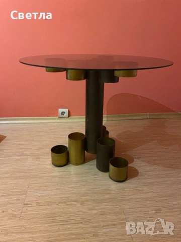 Винтидж дизайнерска маса, уникат, закупена от Франция, снимка 3 - Антикварни и старинни предмети - 53310786