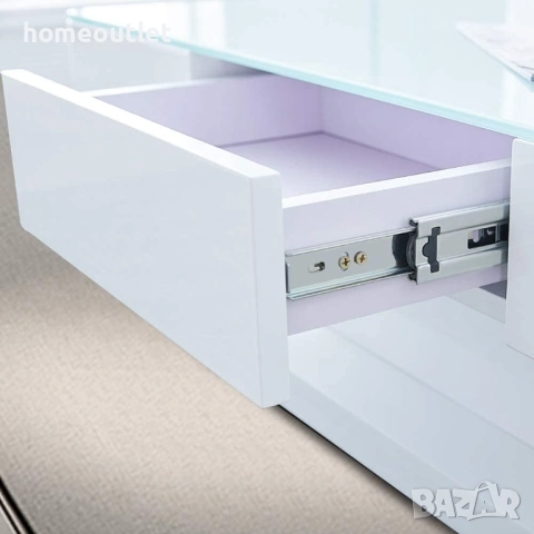 ПРОМОЦИЯ Холна маса в бяло с гланцово покритие, закалено стъкло 100 x 60 x 35 см C-BCT021WH, снимка 3 - Маси - 51616851