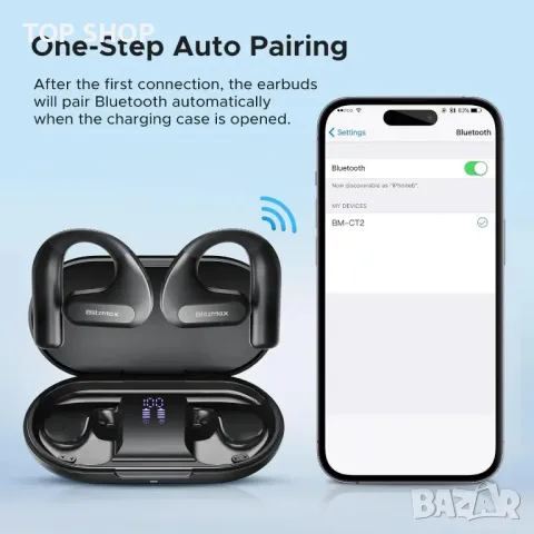 BM-CT2 слушалки с отворено ухо, безжично Bluetooth сдвояване, снимка 3 - Слушалки, hands-free - 48697648