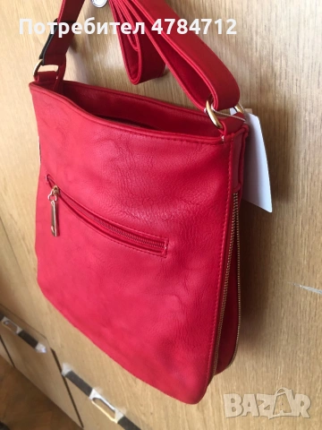 Кожена дамска чанта с уширение, снимка 2 - Чанти - 54058257