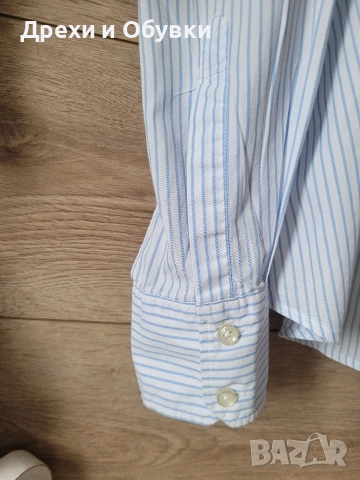 Дамска риза бяло и синьо райе BENETON , снимка 5 - Ризи - 51752635