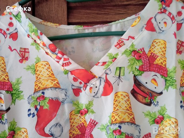 Нова дамска медицинска туника с Коледни мотиви , снимка 4 - Туники - 42279276