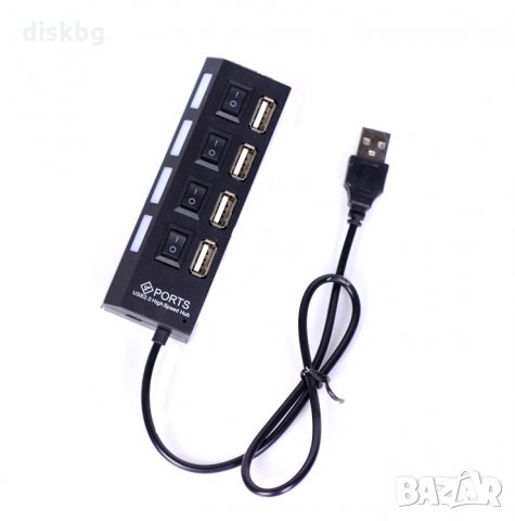 Нов Хъб HUB USB 2.0 с 4 порта CY-2163, ON/OFF Switch, снимка 1 - Друга електроника - 29474058