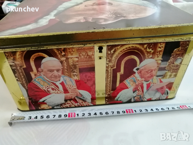 Метална кутия с папа Йоан XXIII, снимка 2 - Антикварни и старинни предмети - 44595277