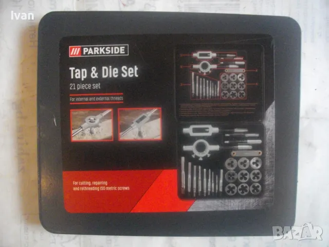 НОВ ПЪЛЕН КОМПЛЕКТ РЕЗБОНАРЕЗНИ МЕТЧИЦИ И ПЛАШКИ М3-М12 В МЕТАЛНА КУТИЯ PARKSIDE ЗА РЕЗБИ, снимка 2 - Други инструменти - 49775266