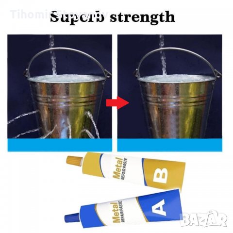 Перманентна паста за поправка на метал Топлоустойчива Студена заварка, снимка 4 - Лепила и силикон - 32094279