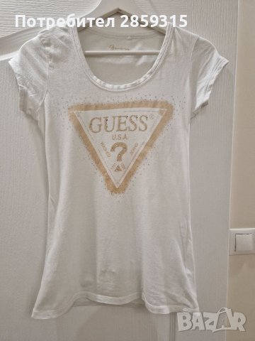 GUESS- оригинална дамска бяла памучна тениска, снимка 4 - Тениски - 37176829