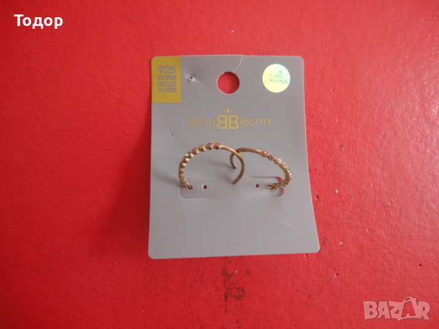 Невероятни позлатени сребърни обици обеци Bijov Brigite, снимка 5 - Обеци - 44637269