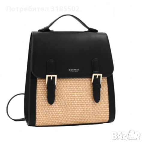 Кокетна дамска раничка, със сламени детайли, снимка 11 - Раници - 51513370
