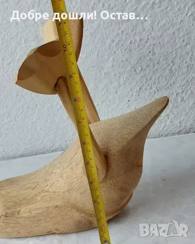 Дървена патка по гръб, забавна птица, дърворезба, от дърво, не е малка, фигура пластика статуетка, снимка 3 - Статуетки - 48649998