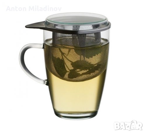 Чаша 350 ml. в комплект със стъклен капак и цедка за чай SIMAX , снимка 1 - Чаши - 31169914