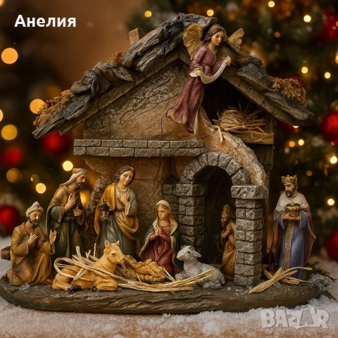 Коледна сцена „Рождество Христово“ – завършена ясла с фигури, която носи смисъл и уют у дома, снимка 5 - Декорация за дома - 52041688