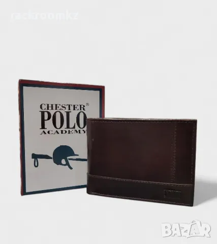 Mъжки портфейл  от естествена кожа CHESTER POLO ACADEMY в кафяв цвят, снимка 1