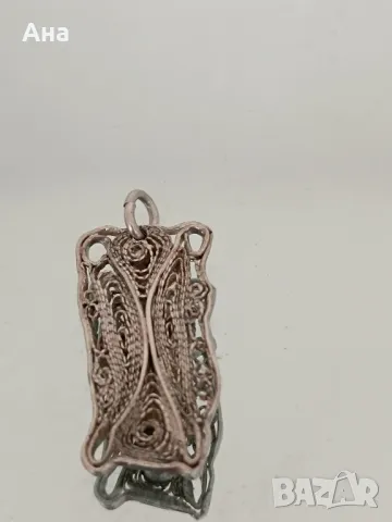 Красива сребърна висулка филигран , снимка 2 - Колиета, медальони, синджири - 50347504