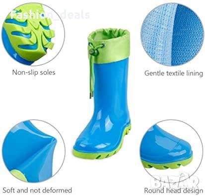 Нови Детски гумени ботуши за дъжд нехлъзгащи се Сини Размер UK 10, снимка 2 - Детски боти и ботуши - 33759078
