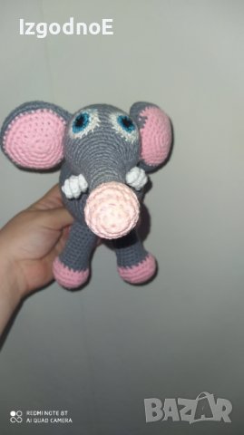 Плетена играчка слонче, амигуруми, снимка 3 - Плюшени играчки - 36908350