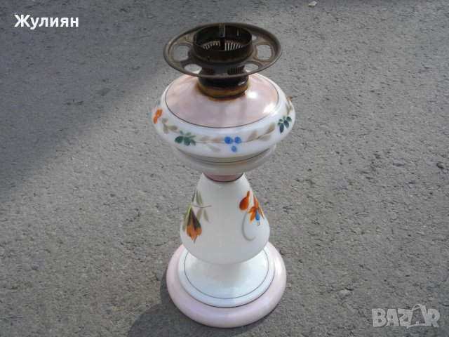  СТАРА РЪЧНО РИСУВАНА ГАЗЕНА ЛАМПА, снимка 10 - Антикварни и старинни предмети - 42203785
