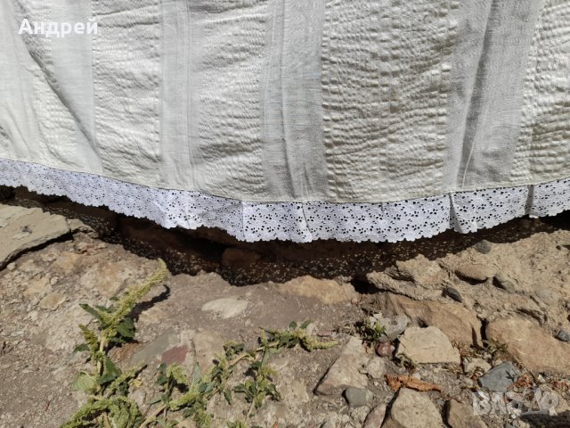 Стара кенарена покривка за легло,чаршаф #5, снимка 4 - Други ценни предмети - 34063398