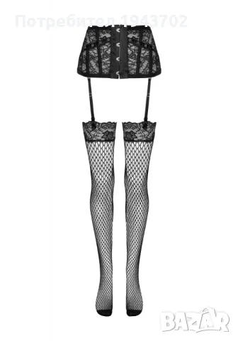 Черен жартиерен колан с чорапи Jelly LivCo Corsetti Fashion, снимка 4 - Бельо - 47788293