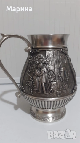 Комплект за вино и ракия от калай Antik*Vintage #92, снимка 4 - Антикварни и старинни предмети - 52405033