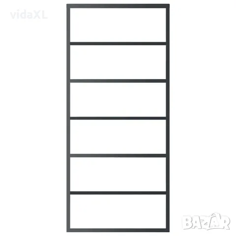 vidaXL Плъзгаща се врата с механизъм, ESG стъкло и алуминий, 90x205 см, снимка 4 - Интериорни врати - 56146568