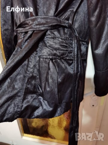 Черен дамски лъскав шлифер, снимка 7 - Палта, манта - 37860070