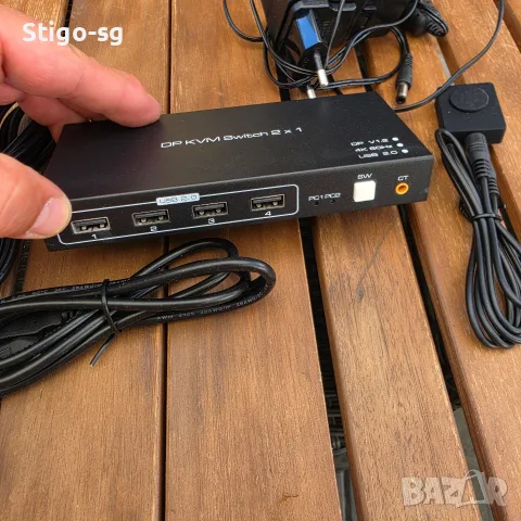 Чисто нов DisplayPort KVM Switch 2x1 (4K@60Hz, USB 2.0) + Бутон, снимка 4 - Суичове - 55979577