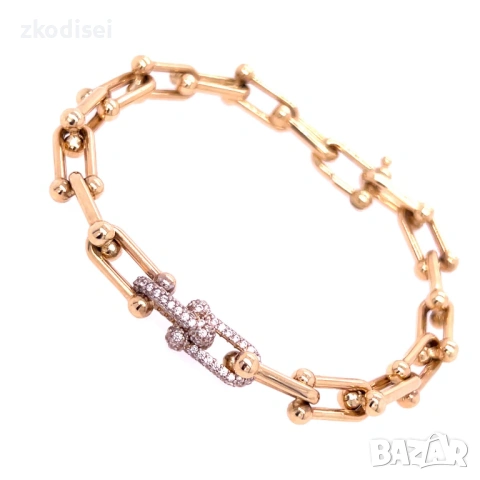 Златна дамска гривна Tiffany 9,74гр. 19,0см. 14кр. проба:585 модел:37754-6, снимка 2 - Гривни - 53875910