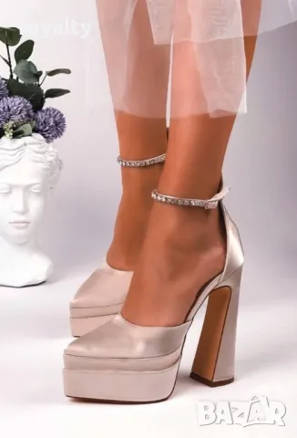 Сандали на ток - Сатен, снимка 2 - Сандали - 49000149