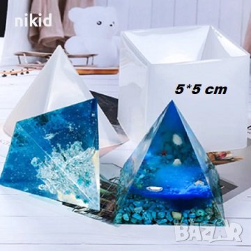 3D 5 см Пирамида Оргонит силиконов молд форма калъп свещ гипс декор 