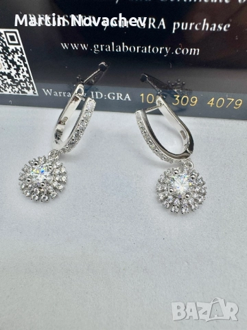 Сребърни обеци с мойсанит (Диамант) 0.5 карата, снимка 8 - Обеци - 52808784