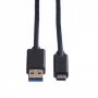 Кабел USB-A към USB Type C 3.1 Roline 11.02.9010 Черен, USB-A към USB Type C M/M