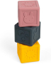 Bigjigs Toys Силиконови сензорни кубчета - 3 бр меки играчки за бебета и малки деца 3+ месеца