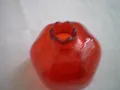 Червена ваза грапаво  дебело стъкло забавна  шестостенна форма, снимка 4