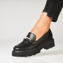 Дамски обувки тип лоуфър в черен цвят внос от Унгария