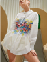Бяла блуза , Блуза на цветя, Флорална риза, снимка 1 - Ризи - 44914195